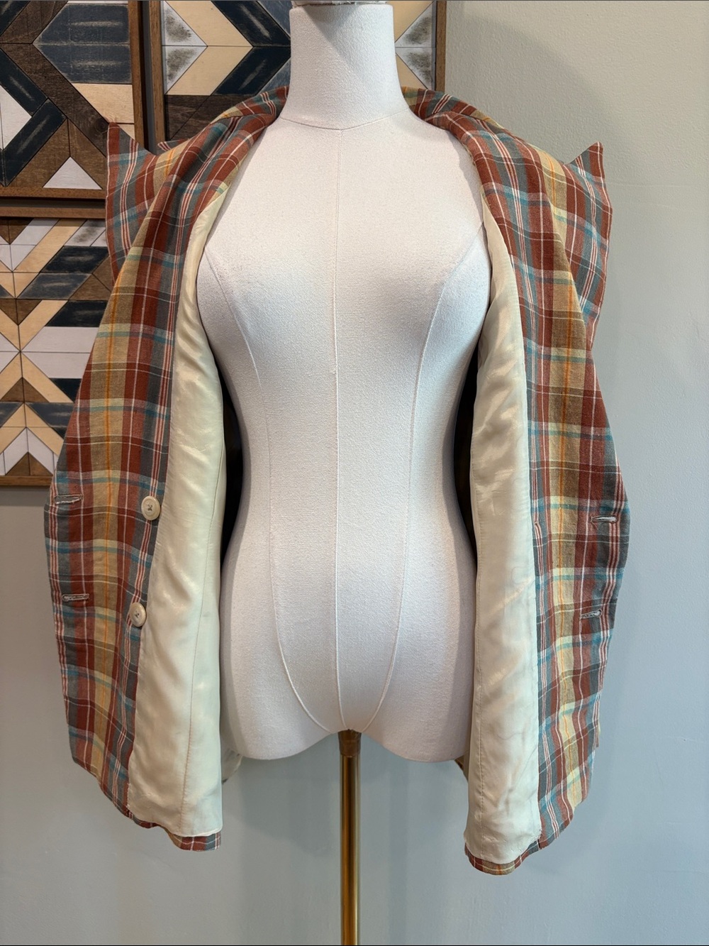 Vintage Ralph Lauren Blue Label Women’s Linen Plaid Blazer Jacket size 10 - Picture 8 of 14